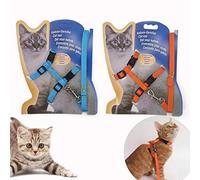 Gizhome Cat Harness and Leash, 2 Pack Adjustable Cat Lead Halter Harness Nylon Strap Belt Safety Rope Leads for Kitten, Orange & Light Blue