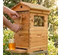 GIZMIT Bee Hive Starter Kit, Self-Flowing Honey Beehive, Automatic Beehive Box Set with Observation Window, Honey Spout & Built-in Extraction for Front and Back Gardens and Outdoors