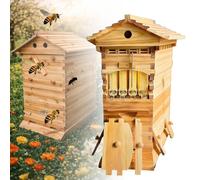 GIZMIT Wooden Bee Hive Box, Bee Hive Starter Kit, Bee Hives Boxes Starter Kit with Observation Window & Honey Spout, Complete Beekeeping Supplies for Backyard Beginners