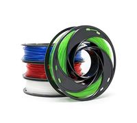 Gizmo Dorks 3D Printer Filament 1.75mm 200g, 4 Color Pack - Flexible Red, Polycarbonate Blue, Nylon Clear, PETG Green