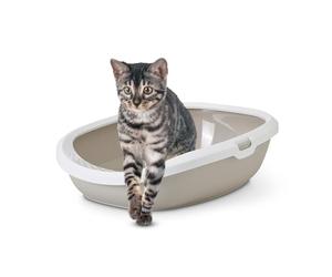 Gizmo Large Cat Litter Tray 52 x 39.5 x 15 cm Mocha/White