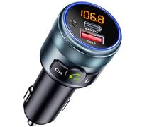 GizmoVine Bluetooth 5.3 Car FM Transmitter, Bluetooth Car Adapter | Hands-Free Calling, BASS Boost, PD 30W QC3.0 18W Fast Charging, LED Display, Wireless Audio Adapter for 12V/24V Vehicles