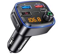 GizmoVine Bluetooth Car Adapter, FM Transmitter, Wireless Hands Free Phone Kit, Radio Receiver Audio Blue Tooth Adaptor, Usb C QC PD 30W Fast Charger for 12V Cigarette Lighter, U Disk MP3 Music Player