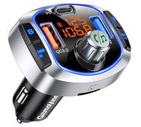 GizmoVine FM Transmitter for Car with 81W Fast Charge (PD 45W & QC3.0 36W), Bluetooth 5.4 Wireless Radio Adapter, Hands-Free Calling, Siri/Google Assistant, Bass Boost & LED Backlit