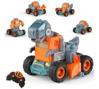 GizmoVine Robot Dinosaur, Remote Control Truck, 17pcs 1 in 5 DIY Transforming Dino Car, Dinosaur Toys for Boys Age 2 3 4 5 6 7 8