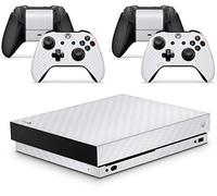 giZmoZ n gadgetZ Carbon White Console Skin Decal Sticker + 2 Controller Skins compatible with XBOX ONE X