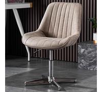 GIZNXBA Armless Office Desk Chair, Cross Legged Chair No Wheels, Computer Chair Ergonomic Task Chairs, PU Leather Padded Comfy Modern Swivel Vanity Chair No Arms, For Home (Color : /Khaki B)