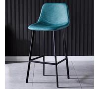 GIZNXBA Bar Stools With Back, Modern Bar Height Barstools, Leather Barstools With Back, Armless Tall Bar Dining Chairs For Kitchen Island,Modern Stools With Metal Leg (Color : /Blue B)