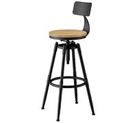 GIZNXBA Bar Stools With Back, Swivel Bar Chairs Counter Height Bar Stools Leather Upholstered Breakfast Bar Stools Industrial Bar Stools With Cushion For Dining, Living Room (Color : /Natural)