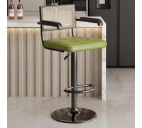 GIZNXBA Counter Height Bar Chairs Swivel Bar Stools With Vintage Rattan Backrest 360°rotation Modern Kitchen Island Stool For Restaurant, Office, Exhibition, Coffee House(/Green B,Black Legs)
