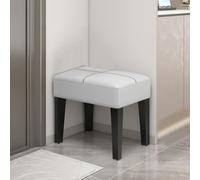 GIZNXBA Entryway Stool Modern Vanity Bench Ottoman Pouf Compact Foot Rest Modern Shoe Bench Padded Seat Small Step Stool For Living Room, Makeup Room(Light Gray)