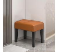 GIZNXBA Entryway Stool Modern Vanity Bench Ottoman Pouf Compact Foot Rest Modern Shoe Bench Padded Seat Small Step Stool For Living Room, Makeup Room(Orange)
