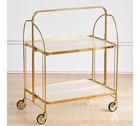 GIZNXBA Home Bar Serving Cart, Folding Bar Cart With Wheels And Handle, Coffee Tea Drink Trolley, Beverage Bar Cart Storage Cart Bar Trolley Rolling Dining Car For Home Kitchen Party (Color : /Gold)