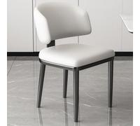 GIZNXBA Mid Century Modern Dining Chairs Upholstered Black Kitchen Dining Chairs Leather Armless Reception Chair Comfort Backrest Living Room Chair With Metal Legs(/White A)
