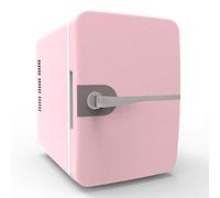 GIZNXBA Mini Fridge Pink, 6 Liter Capacity Single Door Compact Refrigerator, Skincare Fridge With Compartments, Cooler And Warmer, Mini Fridge For Bedroom, Office, Car(Color:/Pink,Size:With handle)