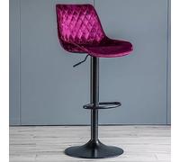 GIZNXBA Modern Bar Stools 360°Swivel Velvet Adjustable Counter Bar Stool, Back And Footrest Modern Upholstered, Armless Barstools For Kitchen Island, Cafe, Pub, Bar Counter (Color : /Purple A)