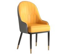 GIZNXBA Modern Dining Chairs Comfy Leather Kitchen Dining Chair With Metal Legs Upholstered Leather Accent Chair With Thick Cushions Makeup Chairs For Living Room(Yellow)