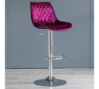 GIZNXBA Modern Velvet Tufted Bar Stool, 360° Swivel, Height Adjustable, Counter Bar Stool, Purple