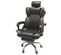 GIZNXBA Reclining Office Chair With Footrest, Big And Tall Office Chair With 130° Backrest, High Back Large Executive Office Chair Lumbar Support, Leather Managerial Chair (Color : /Black B)