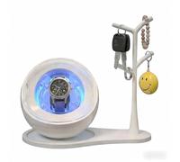 Giztud Single Watch Winder for Automatic Watches with 5-Color Ambient Light, Ultra-Quiet Rechargeable Watch Winder Box with Dustproof Cover, 2-in-1 Jewelry Key Organizer Stand, Luxury Gifts for Men