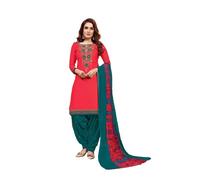 GJ Fashion Indian Phulkari Embroidery Work Chanderi Salwar Suit with Dupatta for Women Traditional Ethnic Wear, Pink23, M