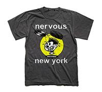 gj Nervous Records New York Vintage Stile T-Shirtcasa Musica Moda Black