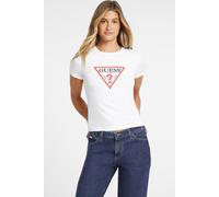 GUESS Womens Tri Icon T-Shirt Pure White S