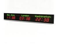 GJBMXSM 3/4/5/6 City Time Zone Large Digital LED World Clock Adjustable Brightness,World Clock,LED Digital World Time Wall Clock,for Multinational Offices,Hotels & Enterprises 3TimeZone