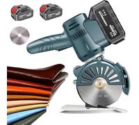 GJBMXSM Professional Cordless Fabric Cutter, 21V Heavy-Duty Electric Circular Knife with Auto Sharpening, Cuts Cloth, Leather, Carpet up to 45mm, Includes 2 Rechargeable Batteries DC101-2000mAh