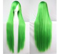 GJBXP 100cm Fashion Cheap Straight Long Cosplay Wig Black Silver White Red Blue Purple Pink Green Synthetic Hair Wigs For Women green