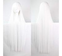 GJBXP 100cm Fashion Cheap Straight Long Cosplay Wig Black Silver White Red Blue Purple Pink Green Synthetic Hair Wigs For Women white