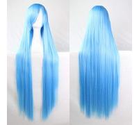 GJBXP 100cm Fashion Cheap Straight Long Cosplay Wig Black Silver White Red Blue Purple Pink Green Synthetic Hair Wigs For Women light blue
