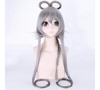 GJBXP 100cm Synthetic Vocaloid Silver Grey Black Long Wig Women Straight Hair Anime Cosplay Braided Wigs For Halloween Costume Party Silver