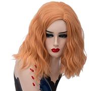 GJBXP 14inch Short Wavy Colorful Rainbow Wig Synthetic Hair Halloween Costume Anime Cosplay Orange Ombre Party Wigs For Women orange