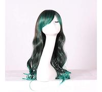 GJBXP 26inch Fashion Cheap Long Wavy Colored Woman Wigs Anime Cosplay Halloween Lolita Blue Purple Green Ombre Wig With Bangs 03