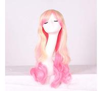 GJBXP 26inch Fashion Cheap Long Wavy Colored Woman Wigs Anime Cosplay Halloween Lolita Blue Purple Green Ombre Wig With Bangs 08