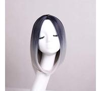GJBXP 30cm Middle Part Straight Short Black Blonde Ombre Wig Cosplay Anime Synthetic Hair Halloween Costume Party Wigs For Women 11