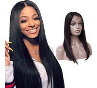 GJBXP 4 * 4lace frontal middle part long straight black human hair wig 10inch