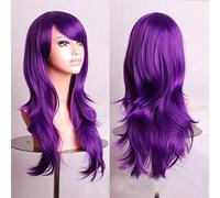 GJBXP 70cm Cheap Long Wavy Wig Synthetic Hair White Black Red Purple Green Blue Blonde Anime Cosplay Wigs For Halloween Costume Party 03