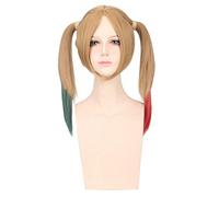 GJBXP Anime Batman Suicide Squad Harleen Quinzel Cosplay Wig Synthetic Hair Halloween Costume Ponytail Wigs For Women Perucas + Cap blonde green red