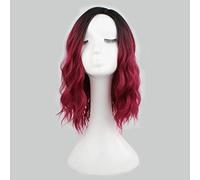 GJBXP Anime Short Curly Ombre Wig Cosplay Synthetic Hair Women Heat Resistant Lolita Two Tone Wigs For Costume Party 35cm red ombre