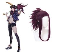GJBXP Biamoxer Lol Kda Ahri Akali Kaisa Evelynn Cosplay Costume Wigs Women Purple Brown Wig Heat Resistant Akali