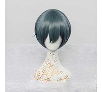 GJBXP Black Butler Anime Cosplay Rose Net Wigs with Bangs 100% High-Temperature Resistant Fiber Ombre Ink-Blue Color Short Straight Hair 12inches