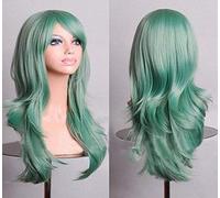 GJBXP Cos anime wig wig long curly hair cosplay color stage hood 25 inches, yellow green