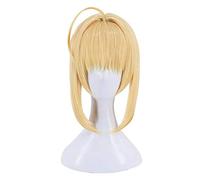 GJBXP Fate/Extra Anime Cosplay Rose Net Wigs with Bangs 100% High-Temperature Resistant Fiber Ombre Gold Short Straight Hair 14inches