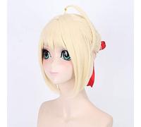 GJBXP Fate Stay Night Arturia Pendragon Saber Cosplay Wig Blonde Grey Styled Updo Anime Costume Full Wigs For Party 3 Colors light blonde