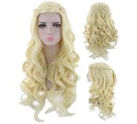 GJBXP Game of Thrones Dany Anime Cosplay Wig Synthetic Long Blonde Silver Grey Wavy Hair A Song of Ice and Fire Woman Wigs For Party golden blonde