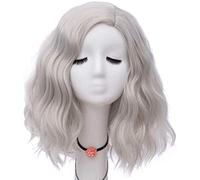 GJBXP Hairpieces 40cm Short Side Part Natural Wave Silver Daily Carnival Anime Convention Cosplay Wig
