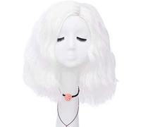 GJBXP Hairpieces 40cm Short Side Part Natural Wave White Daily Carnival Anime Convention Cosplay Wig