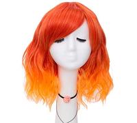GJBXP Hairpieces 40cm Short Wave Fire Red Orange Carnival Anime Convention Cosplay Costume Wigs Side Bangs